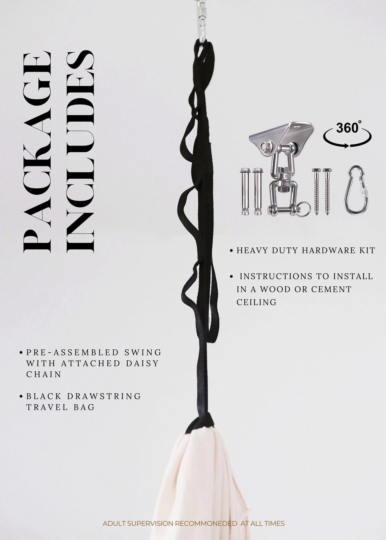 Sensory swing installation hardware set