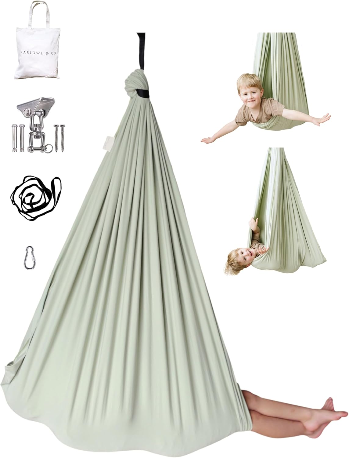 Sage green Sensory swing for kids